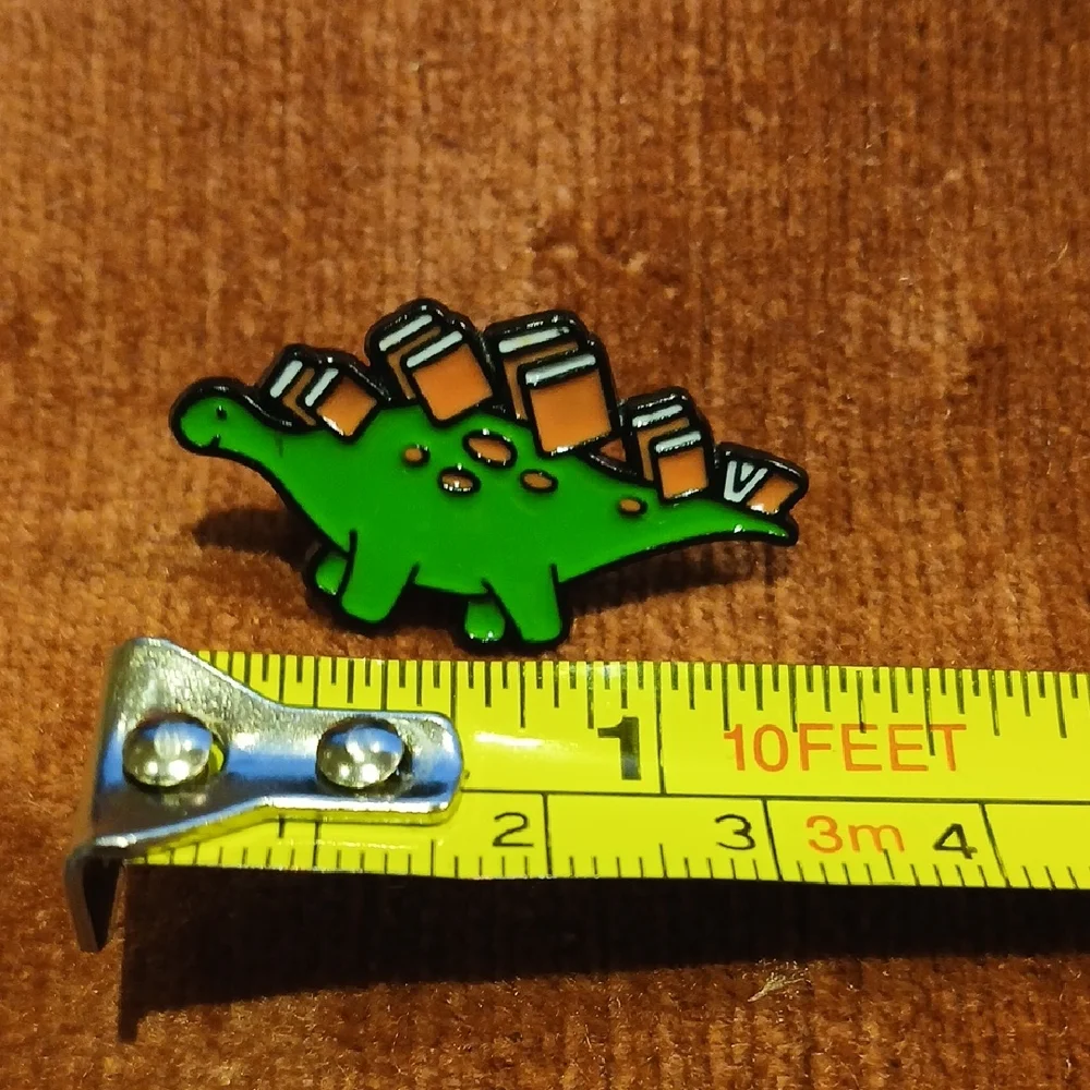 NEW Bookworm Dinosaur Enamel Pin